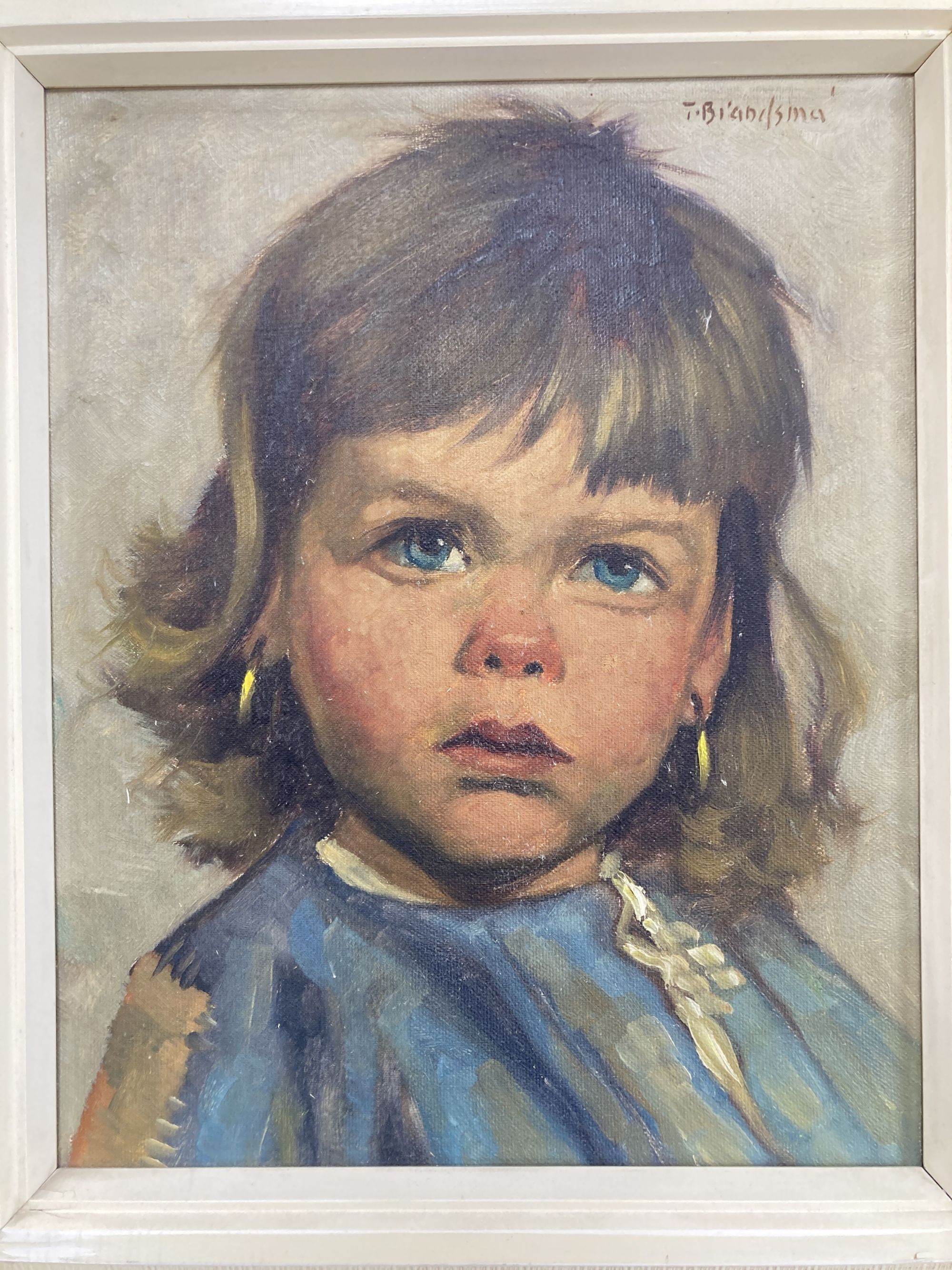 Jeanne Biandsma (1902-1992), 2 oils on canvas, Portraits of children, 28 x 22cm